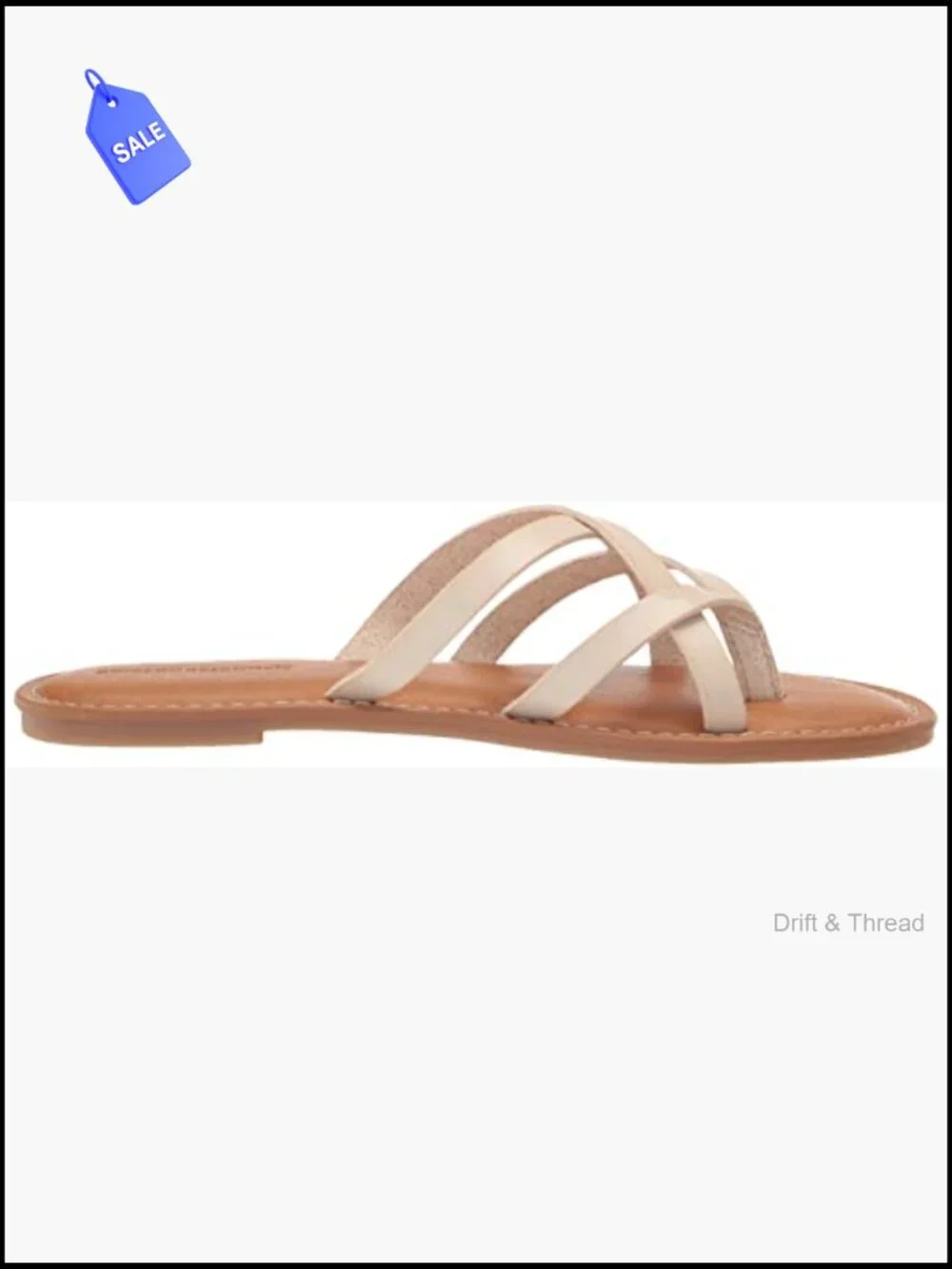 Women's Strappy Slide Flat Sandals, Slip On Memory Foam